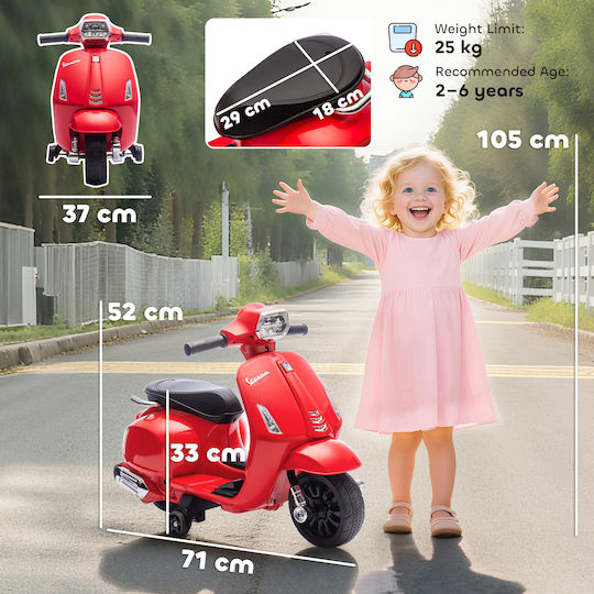Παιδική Vespa Ηλεκτροκίνητη 6 Volt Κόκκινη για 6+ ετών