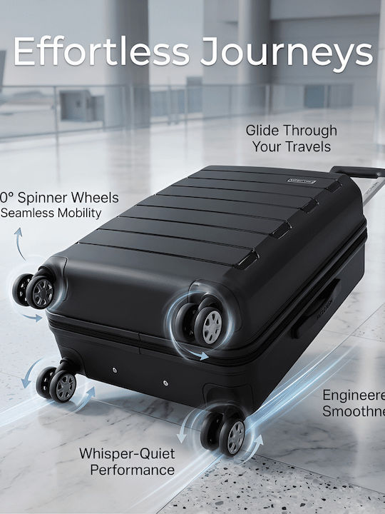 Newcom Suitcases Hard Black Maximum Height 71cm Set of 3pcs