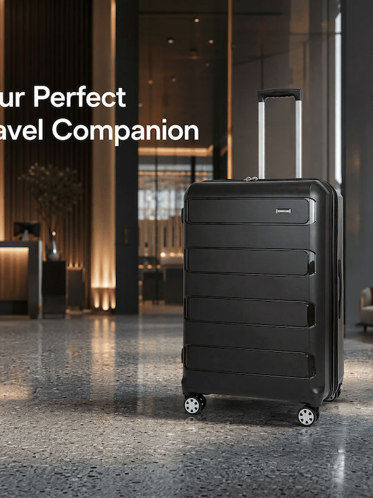 Newcom Suitcases Hard Black Maximum Height 71cm Set of 3pcs