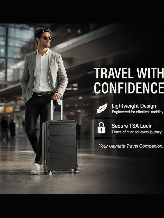 Newcom Suitcases Hard Black Maximum Height 71cm Set of 3pcs