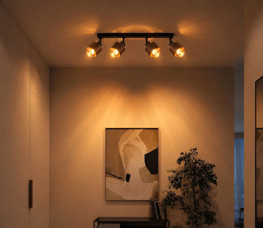 Globo Lighting Spot With 4 Lights In Black Colour