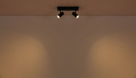 Globo Lighting Dublu Spot Led Alb Cald Pe Negru
