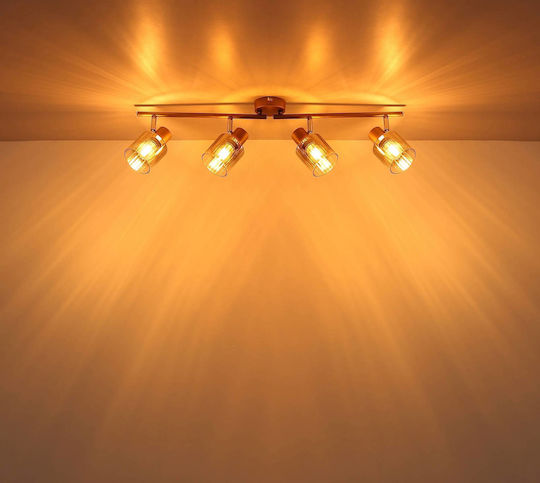 Globo Lighting Σποτ με 4 Φώτα σε Καφέ Χρώμα