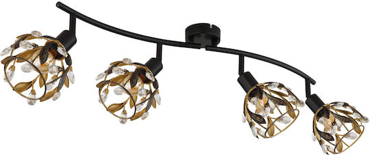Globo Lighting Σποτ με 4 Φώτα σε Μαύρο Χρώμα Globo Lighting Σποτ με 4 Φώτα σε Μαύρο Χρώμα