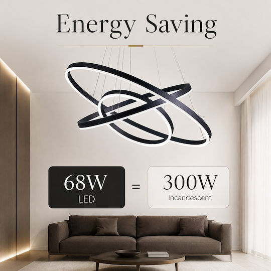 Lightplanet Lustră Negru LED cu Alb Natural Lumină