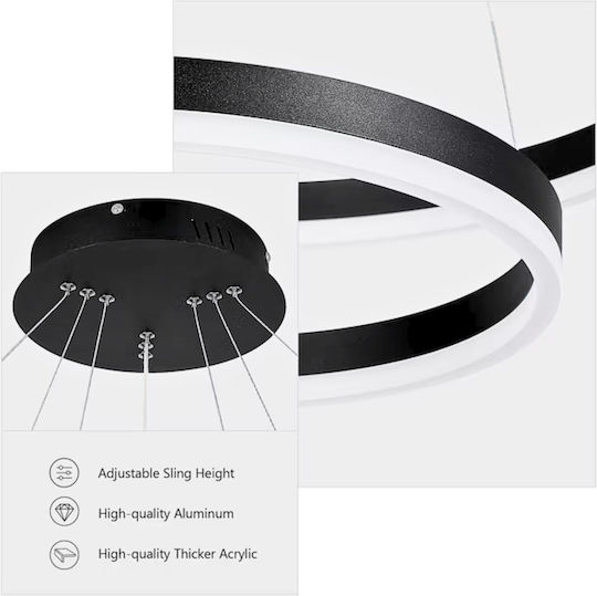 Lightplanet Lustră Negru LED cu Alb Natural Lumină
