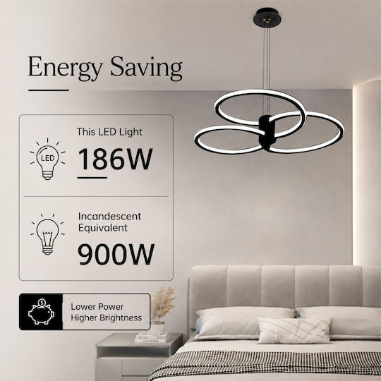 Lightplanet Lustră Negru LED cu Alb Natural Lumină