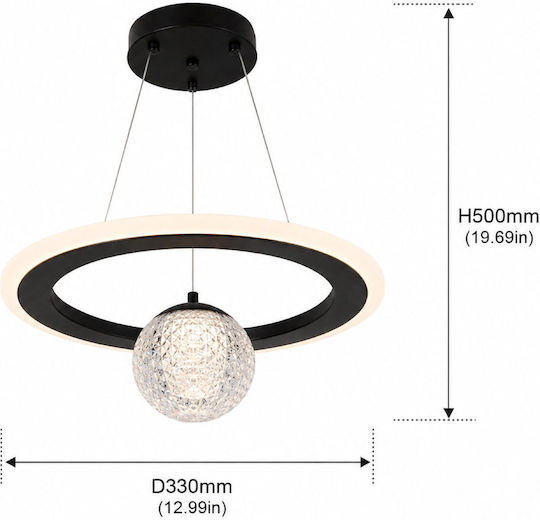 Jiju Lumini Suspendate Negru LED Cu Lumină Alb Natural