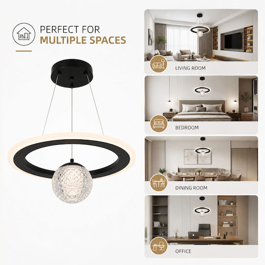 Jiju Lumini Suspendate Negru LED Cu Lumină Alb Natural