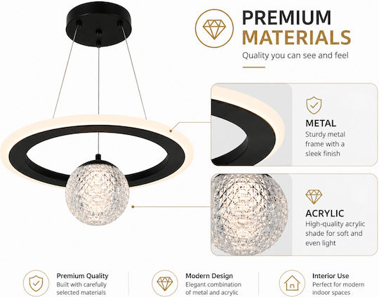 Jiju Lumini Suspendate Negru LED Cu Lumină Alb Natural
