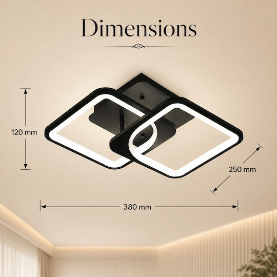Lightplanet Deckenleuchte 38cm Schwarz mit Integrierter LED und Fernbedienung
