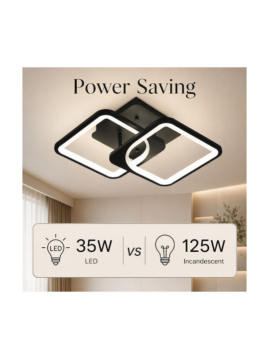Lightplanet Plafonieră de Tavan 38buc Neagră cu LED Integrat și Telecomandă