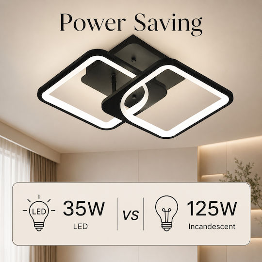 Lightplanet Deckenleuchte 38cm Schwarz mit Integrierter LED und Fernbedienung