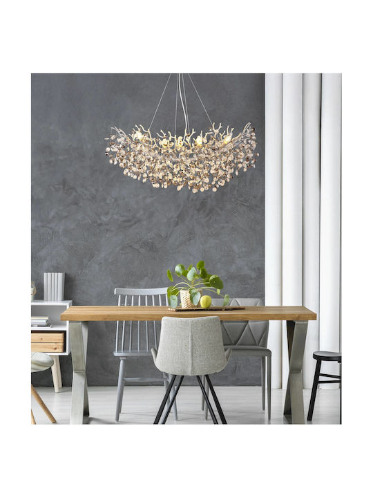Globo Lighting Полилей с Кристали Сребрист 64138H3S