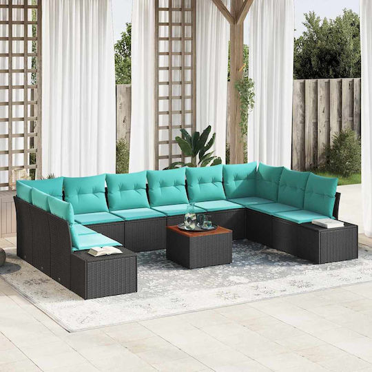 Living Room Set 11 Pieces Turquoise with Pillows Living Room Set 11 Pieces Turquoise with Pillows