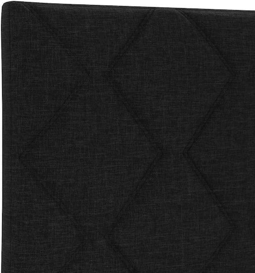Single Upholstered Bed with Fabric Black with Slats and Mattress 80x200cm