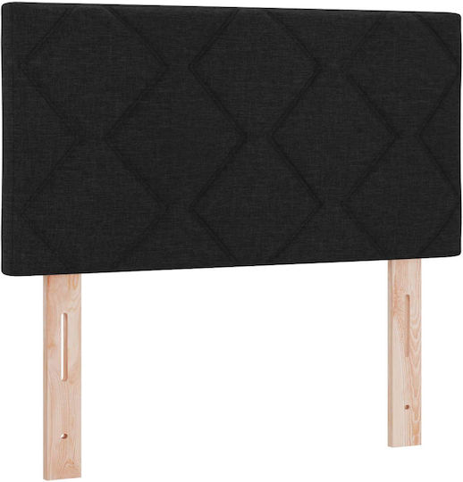 Single Upholstered Bed with Fabric Black with Slats and Mattress 80x200cm