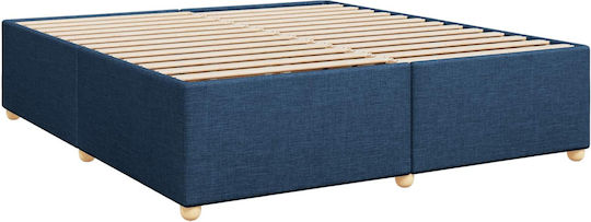 King Size Upholstered Fabric Bed Blue with Slats and Mattress 180x200cm