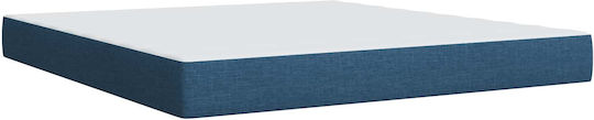 King Size Upholstered Fabric Bed Blue with Slats and Mattress 180x200cm