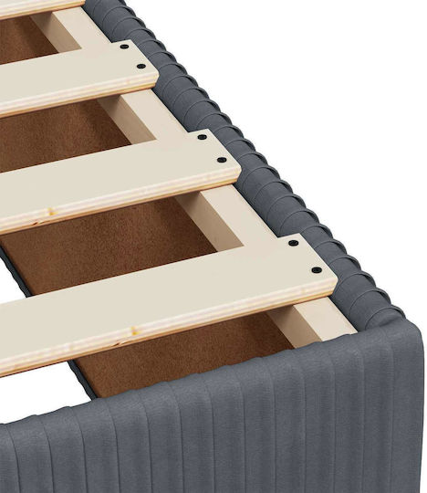 Single Bed Upholstered with Velvet Dark Grey with Slats and Mattress 80x200cm