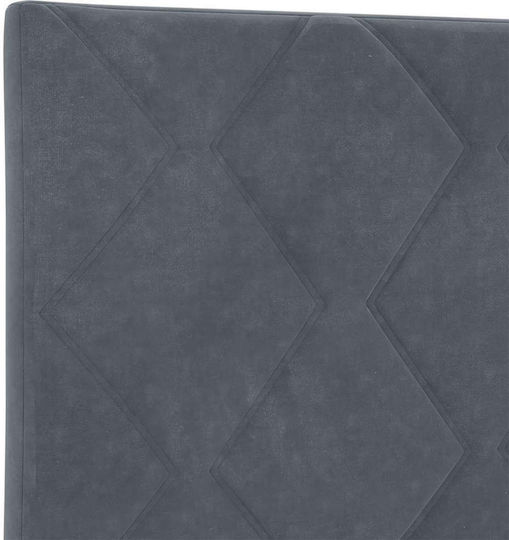 Single Bed Upholstered with Velvet Dark Grey with Slats and Mattress 80x200cm