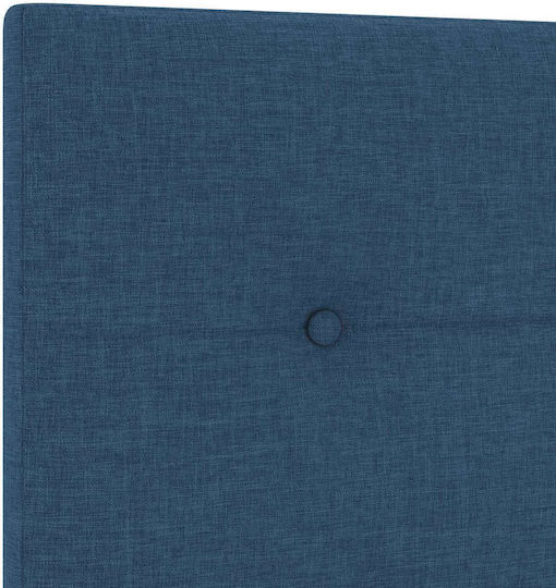 Double Bed Upholstered with Fabric Blue with Slats and Mattress 160x200cm