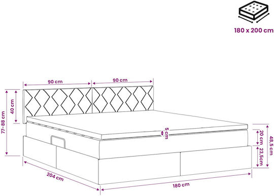Dunkles Wandbett King Size Mit Samt Dunkelgrau Mit Lattenrost & Matratze 180x200cm