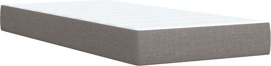 Pat Montat Pe Perete Single Tapițat Cu Material Taupe Cu Plăci Și Saltea 90x200cm