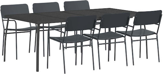 Set Sala De Mese Pentru Exterior 7 Piese Antracit
