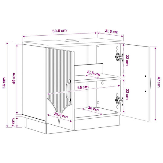 vidaXL vidaXL Bathroom Vanity Unit Without Sink W59.5xD31.5xH56cm Grey Sonoma