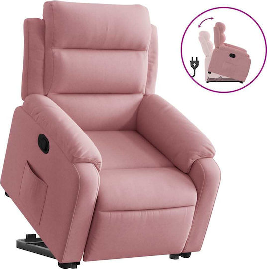 Relax Sessel mit Fußhocker Samt Rosa 75x92.5x100cm