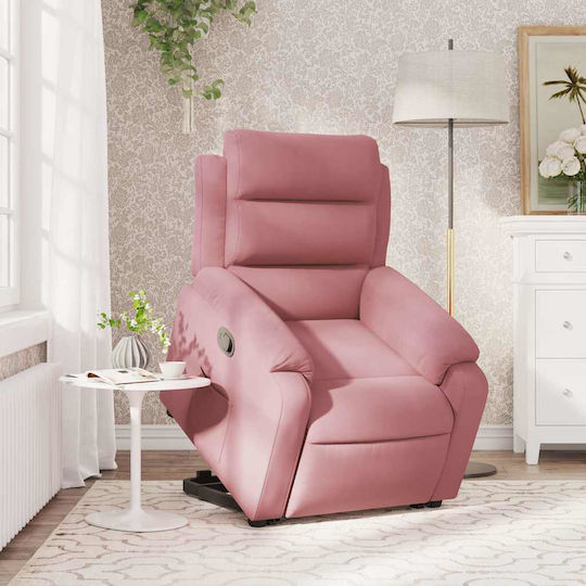 Relax Sessel mit Fußhocker Samt Rosa 75x92.5x100cm