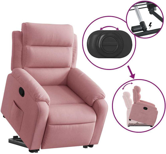Relax Sessel mit Fußhocker Samt Rosa 75x92.5x100cm