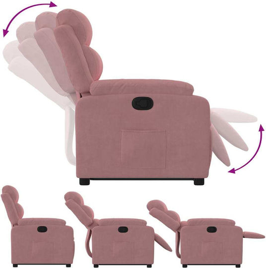 Relax Sessel mit Fußhocker Samt Rosa 75x92.5x100cm