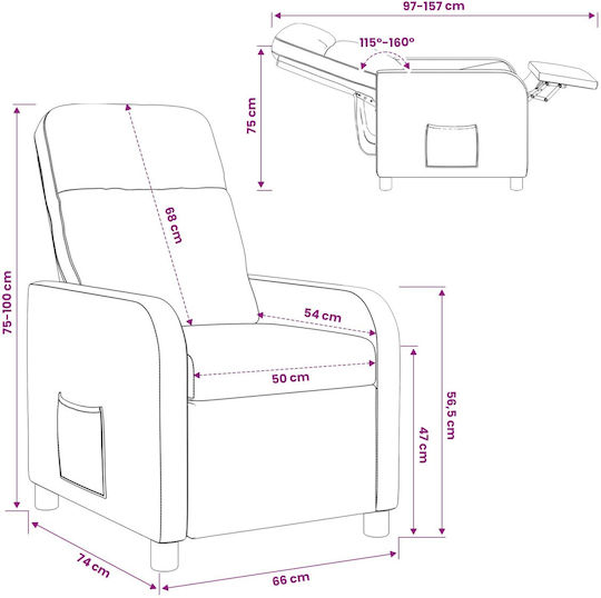 Dunkel Sessel Relax Dunkel Grau 66x95x100cm
