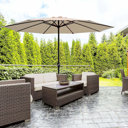 Garten- und Terrassen-Sonnenschirm Rundschreiben Metall Grizel Beiges Φ2.7m