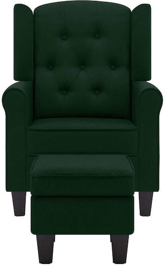 Bergère with Footstool Green 68x78x94cm
