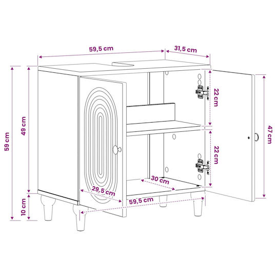 vidaXL vidaXL Bathroom Vanity Unit Without Sink W59.5xD31.5xH59cm Grey Sonoma