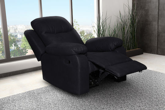Chicago Relax Armchair with Footstool in Black Artificial Leather 97x90x100cm