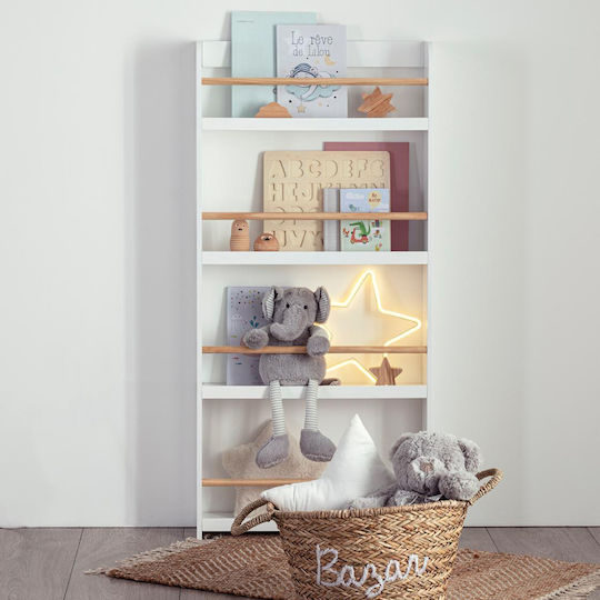 Βιβλιοθήκη Δαπέδου Ξύλινη Λευκή 55x15x118cm