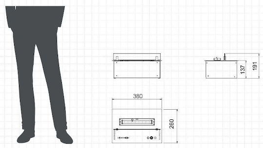 Planika Senso Fireplace Boden Bioethanol Kamine Innenbereich Schwarz 38x26x13.7cm