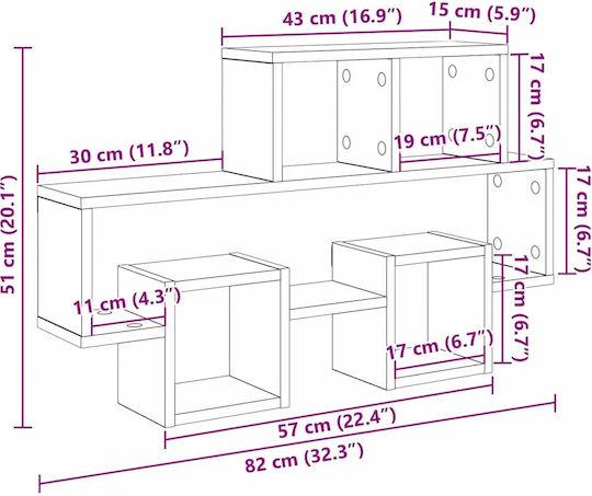 Ράφι Μαύρη Δρυς 82x15x51εκ.