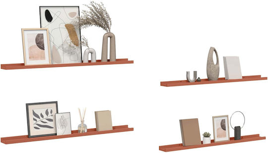 Red Wall Shelves 4 Pieces 100x9x3cm