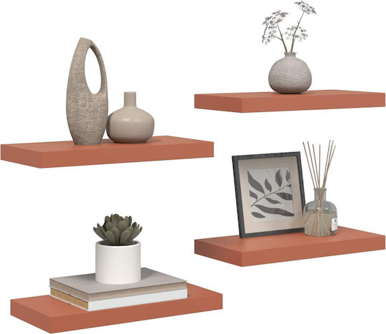 Red Wall Shelves 4 Pieces 50x23x4cm