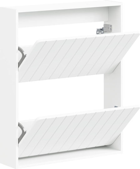 Zwolle Wooden Shoe Cabinet White with Tilting Shelves L71xD17xH86cm