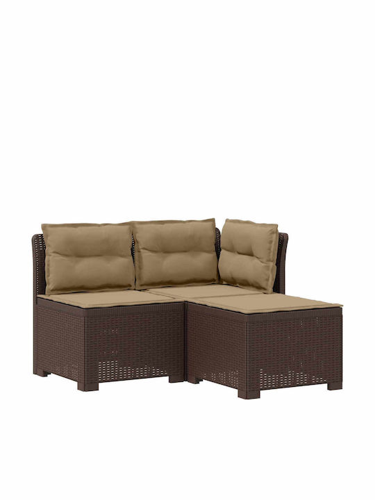 Drei-Sitzer Outdoor-Sofa aus Rattan mit Kissen