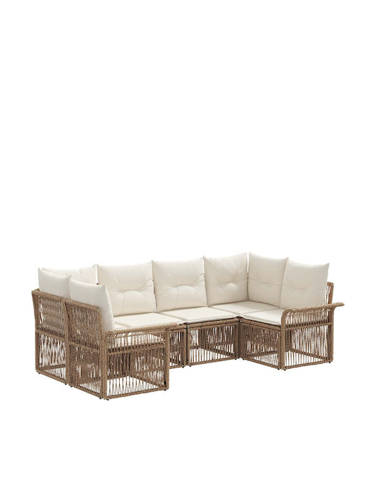 Corner Outdoor Sofa Rattan with Cushions 70.5x62x70cm