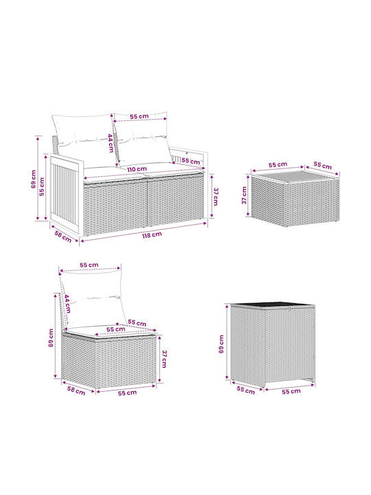Zweisitziges Outdoor-Sofa aus Rattan mit Kissen