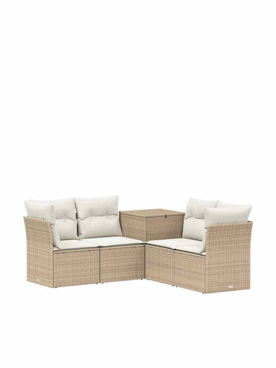 Canapea De Colț Pentru Exterior Din Rattan Cu Perne