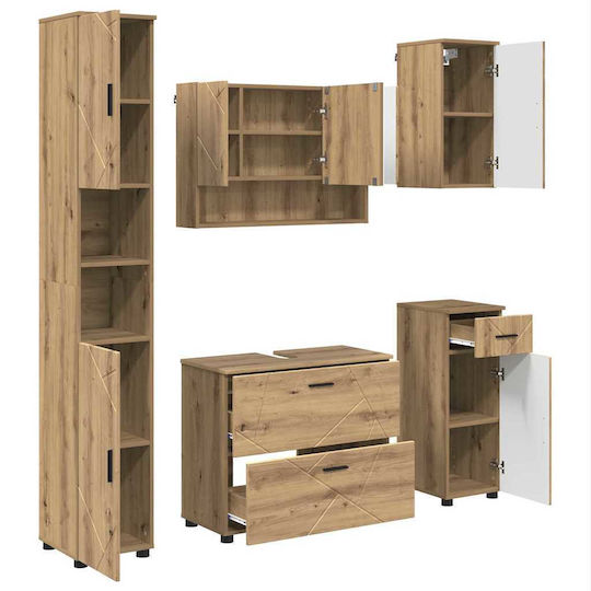 vidaXL Blat cu Lavoar, Oglindă & Coloană L30xW35xH192cm Coffee